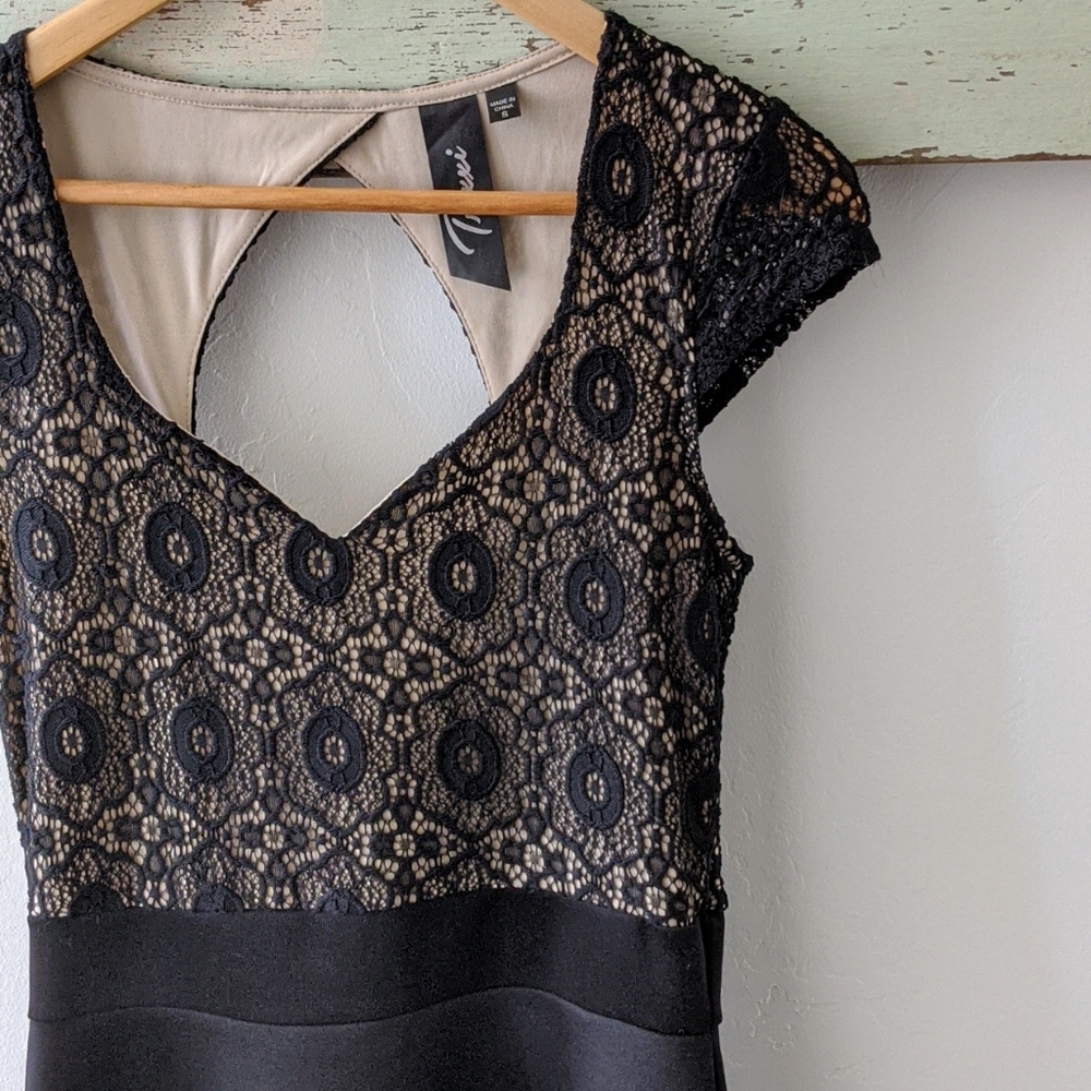 TRIXXI I Open-Backed Stretchy Black Lace A-Line Mini Dress, S - Picture 4 of 16